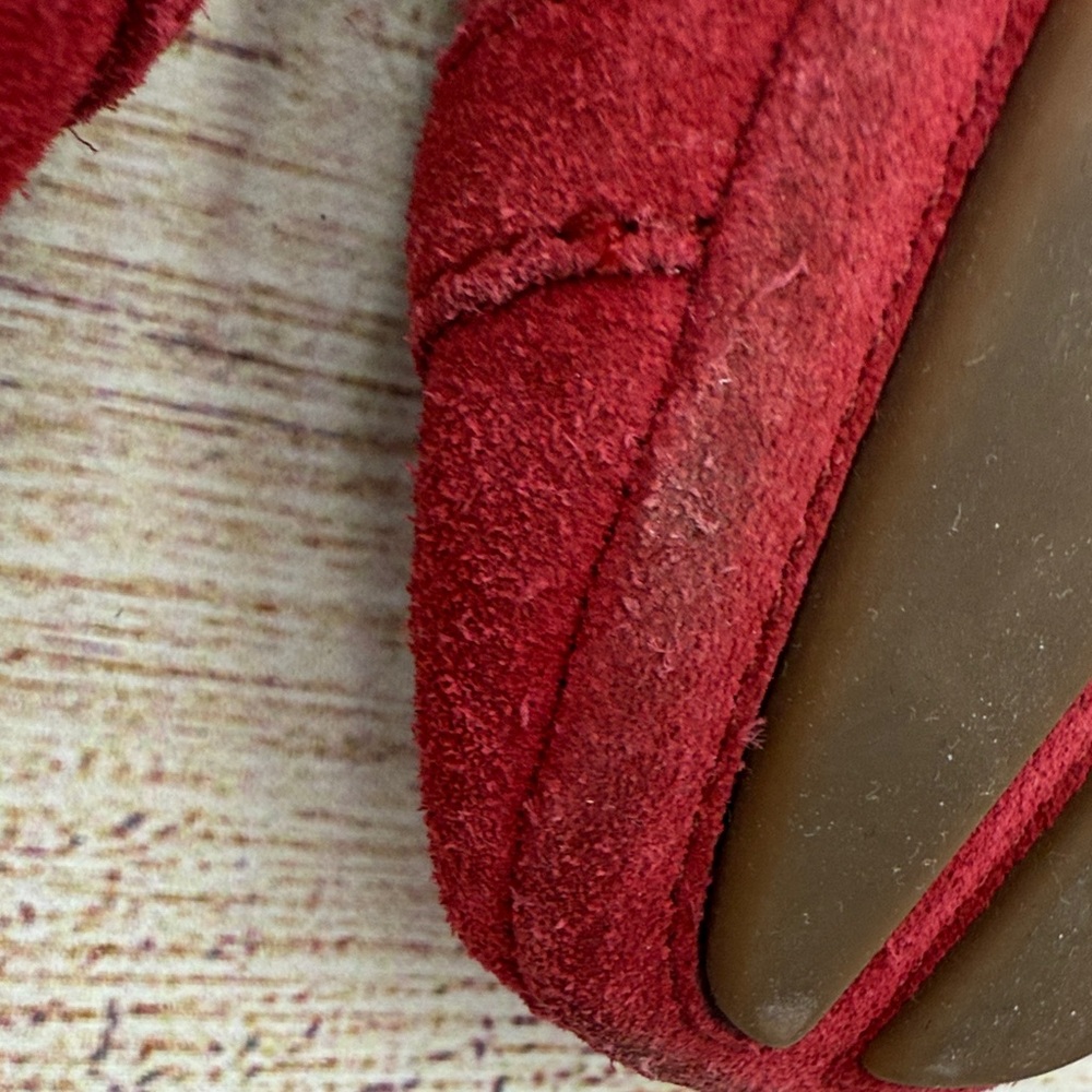 Michael Kors Burgundy Suede Loafers with Gold Accents - Picture 8 of 8